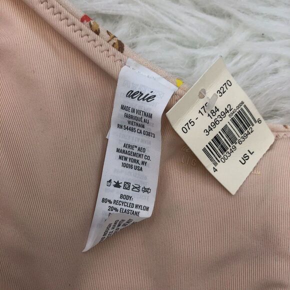 Aerie Womens‎ Bikini L Pink Floral Stretch Hi Cut Cheeky Coverage Bottom NWT - Picture 7 of 7